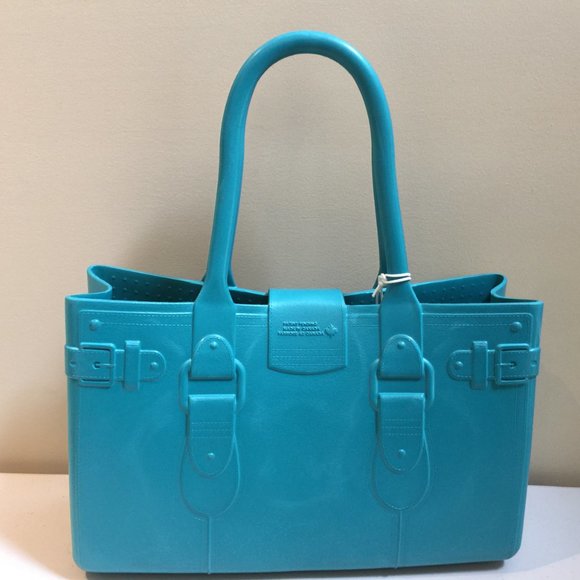 Great Bag Co. Designer Robert Verdi Rubber Tote Hand Bag Purse Aquamarin… - Picture 5 of 11